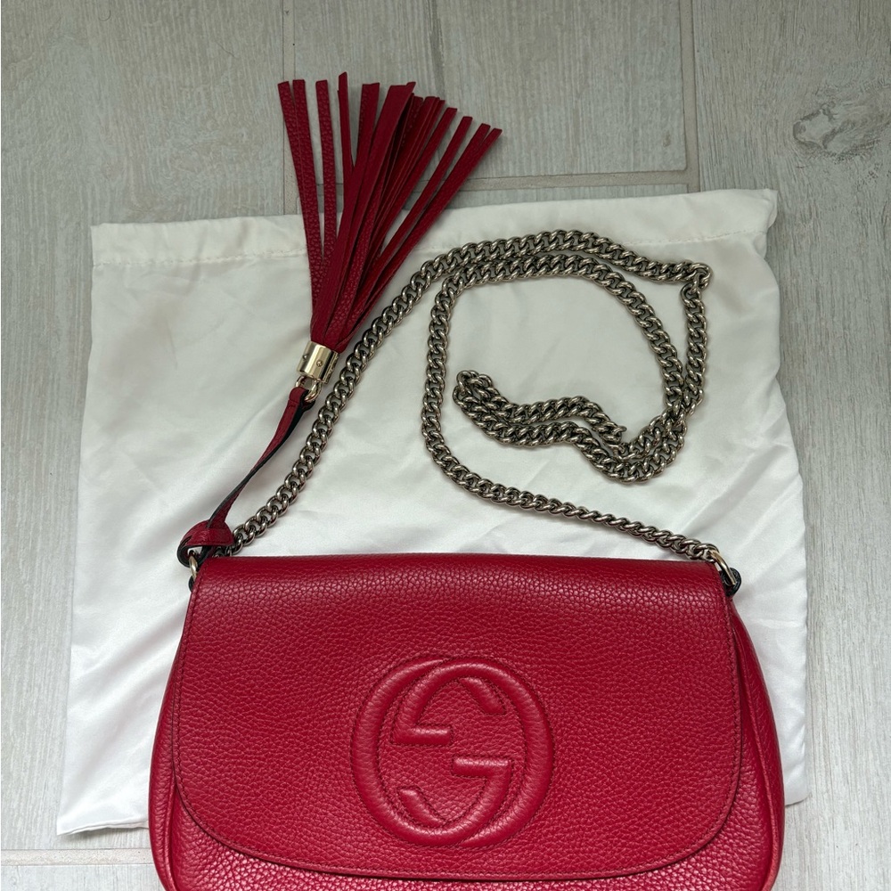 Gucci Red Soho Leather Crossbody Bag - Picture 7 of 8